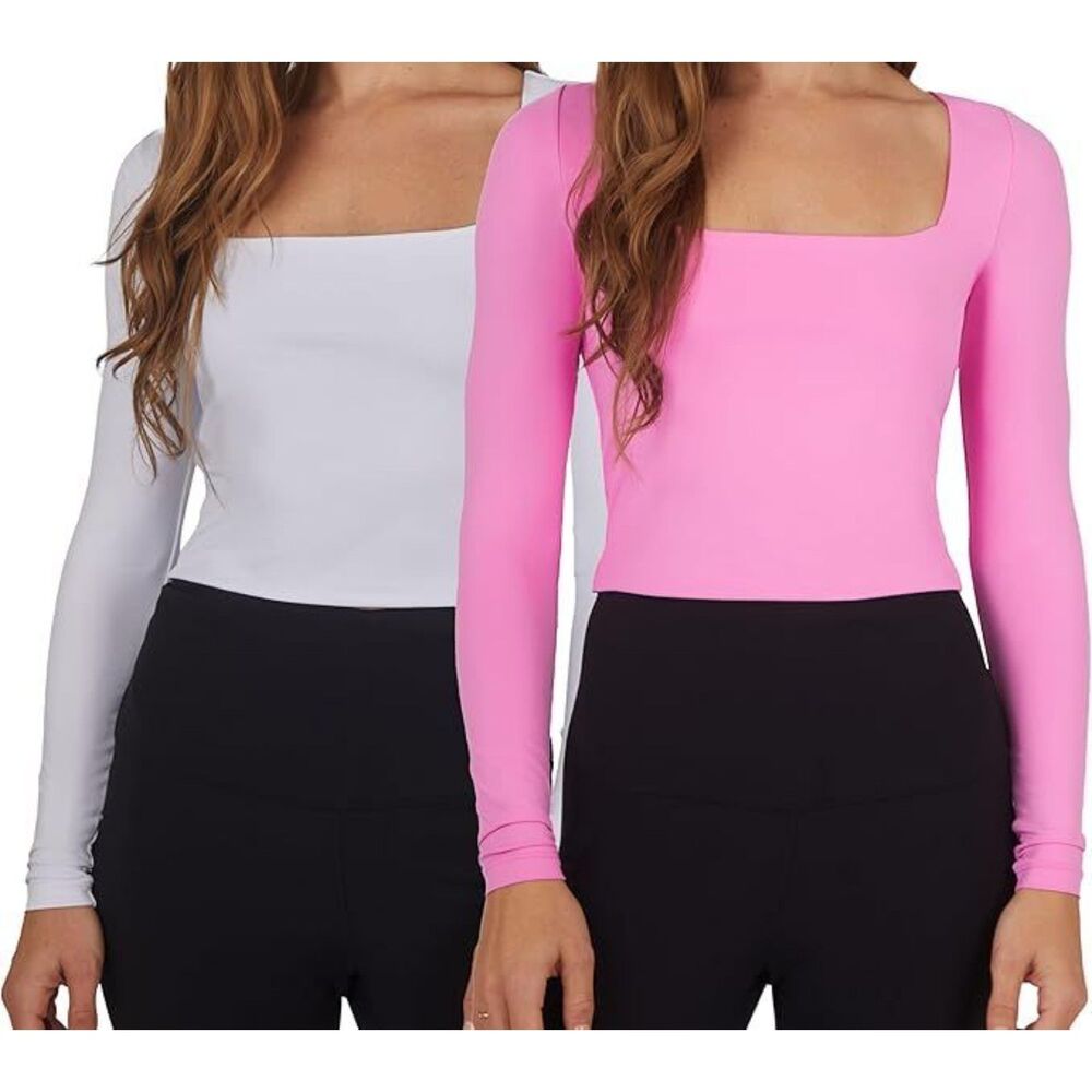 90 Degree by Reflex M/10MS Active Top Pair Contour Olivia Crop Square Neck 72.00